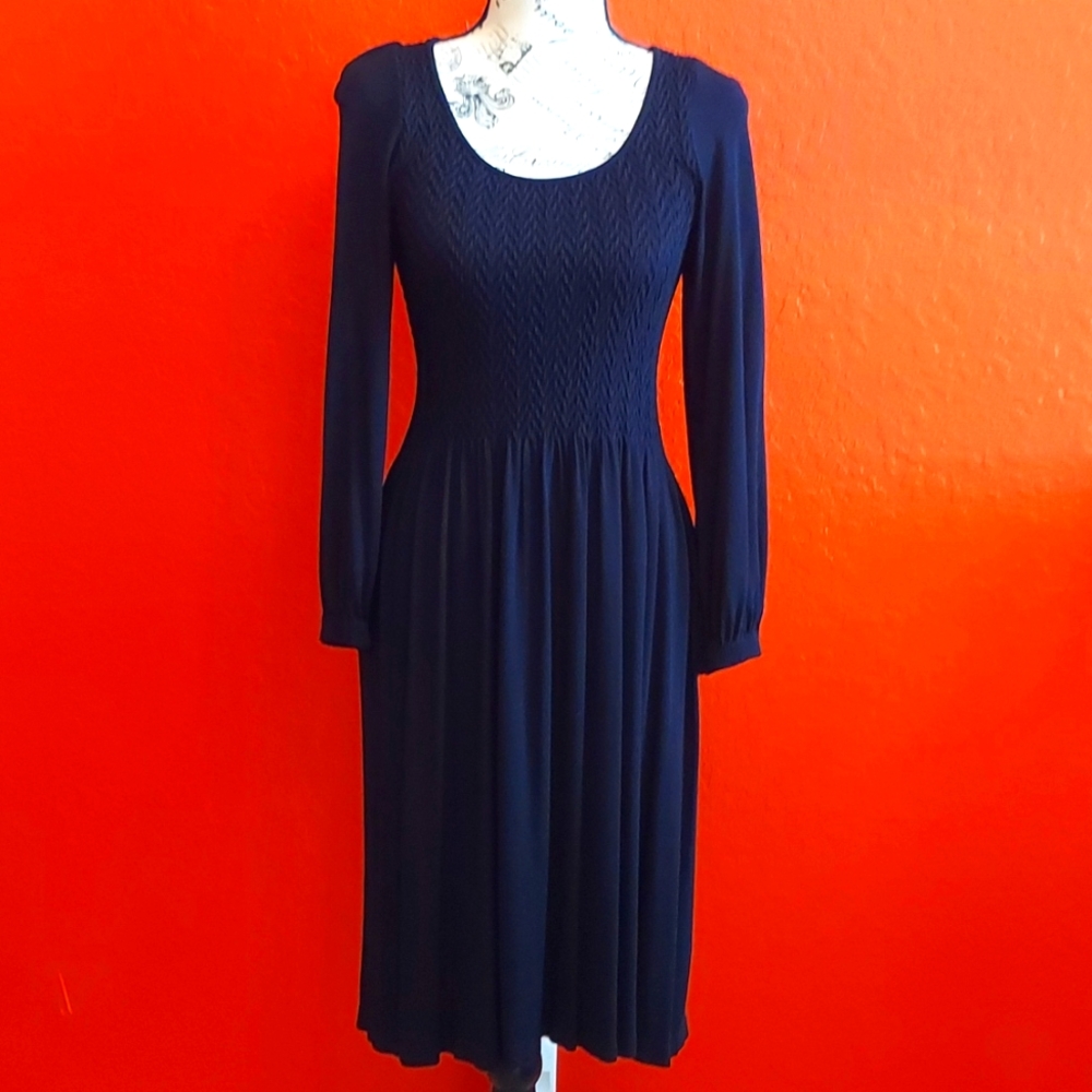 Black Stretchy Pull Over Midi Dress One Size Fits All